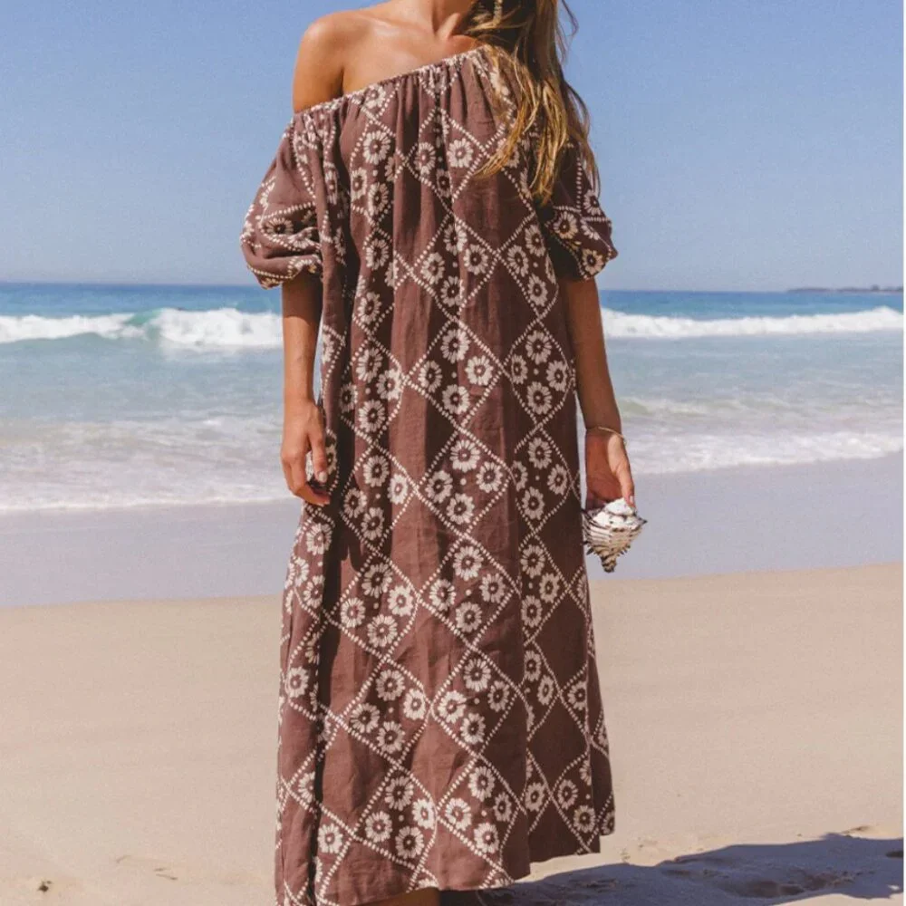 Daughters of India Dahlia Midi Dress in Maple - Picture 2 of 6
